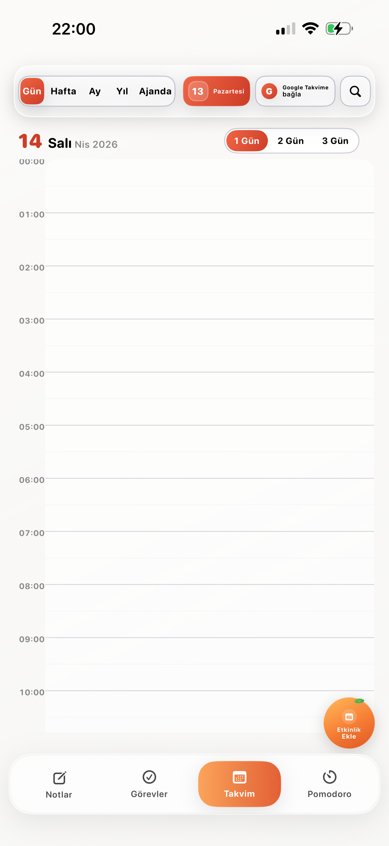 Daily calendar view