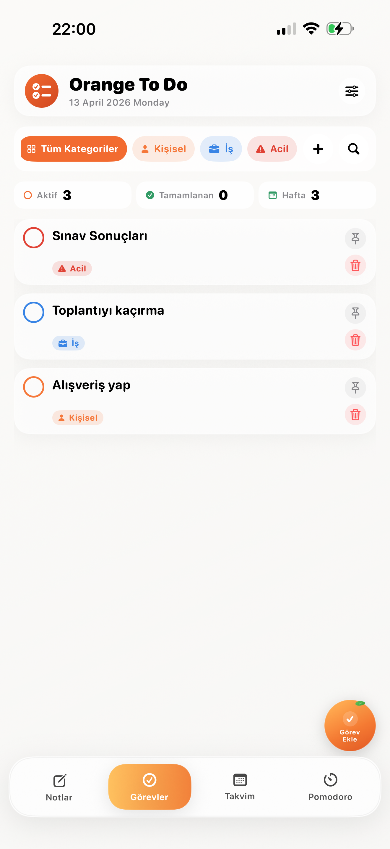 Orange To Do task list
