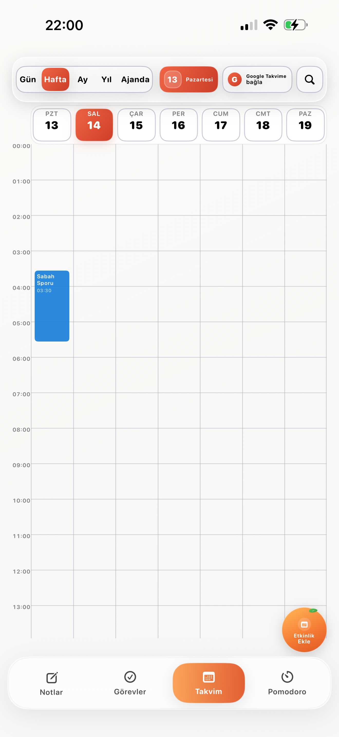 Weekly calendar view